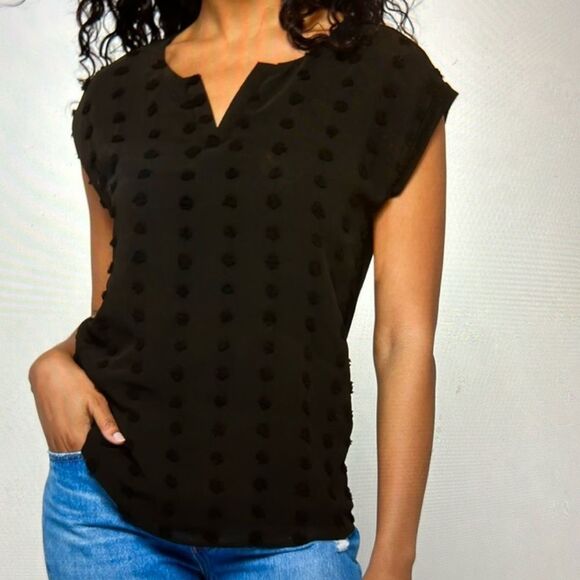 Papermoon Reece Textured Mixed Material Blouse‎ black MP Stitch fix nwt - Picture 1 of 5